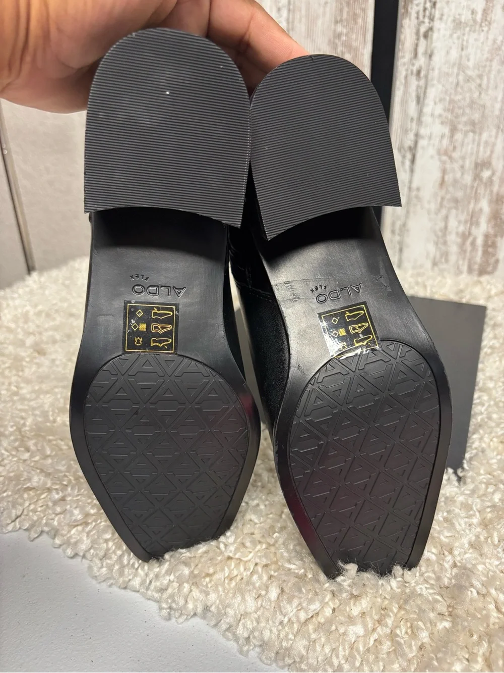 Aldo Black Ankle Booties with Silver Buckle Accent